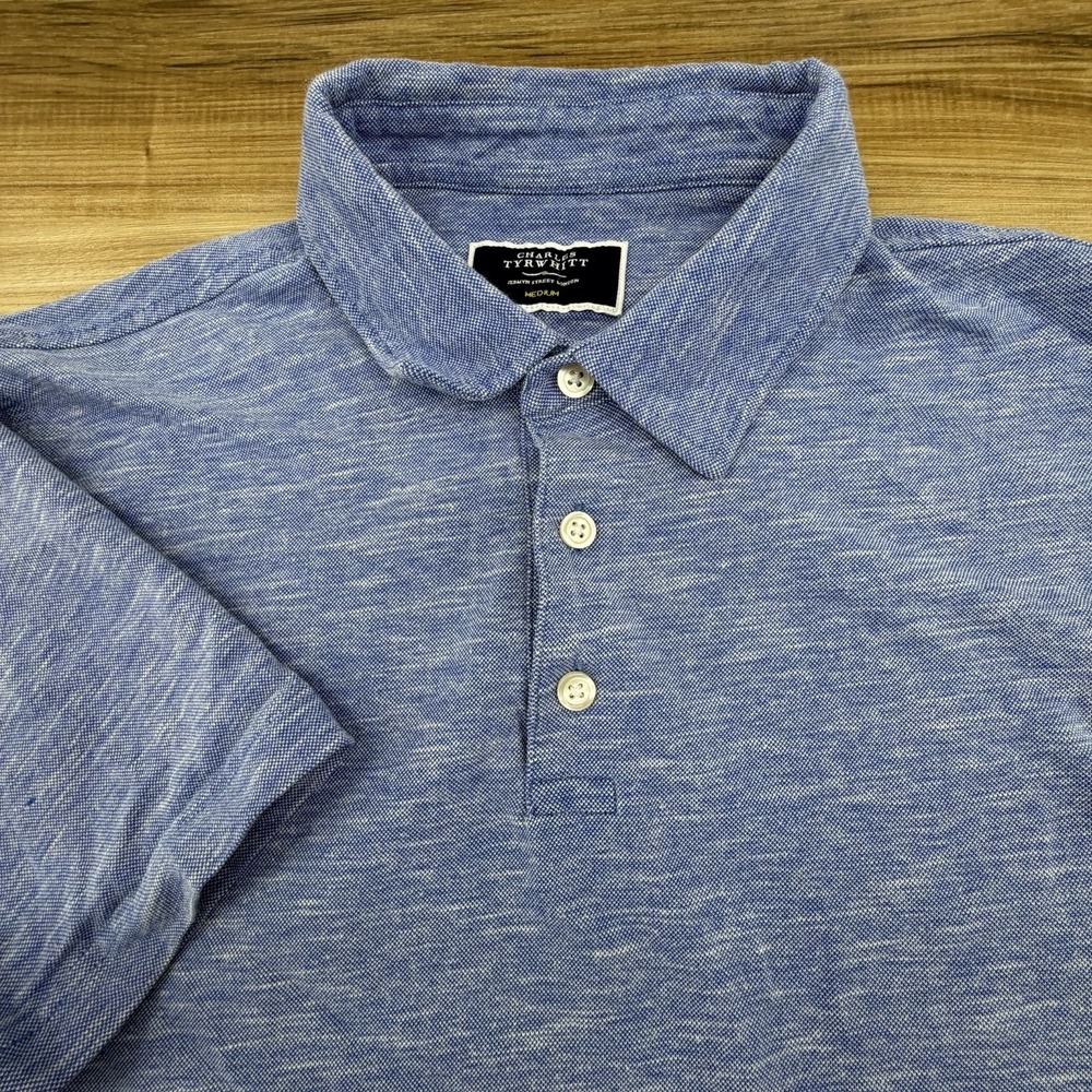 Charles Tyrwhitt Jersey Polo Mens M Blue Comfort Casual Short Sleeve Shirt